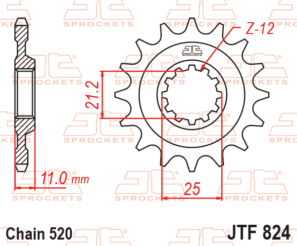 FRONT SPROCKET JTF824.12 JT