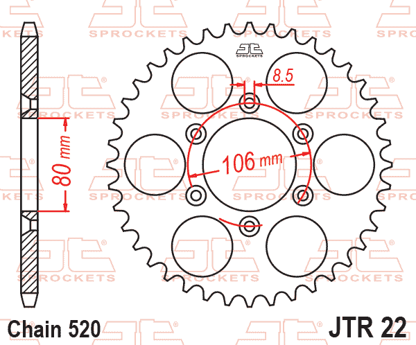 REAR SPROCKET JTR22.45 JT 520