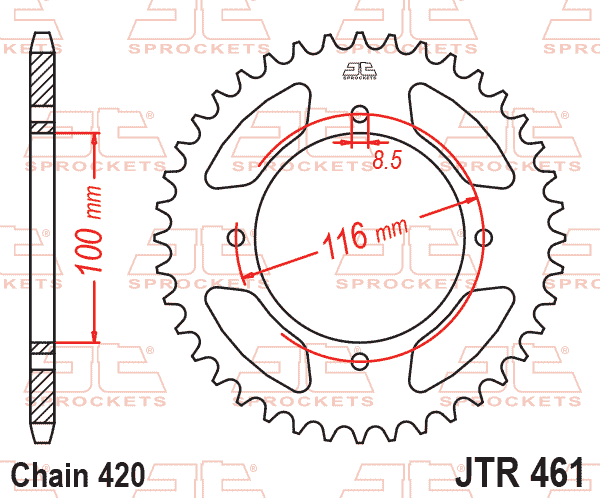REAR SPROCKET STEEL 461 4-HOLE JTR461.50