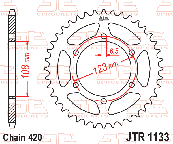 REAR SPROCKET STEEL HARD ZBK, C45 INDUCTION JTR1133.53ZBK