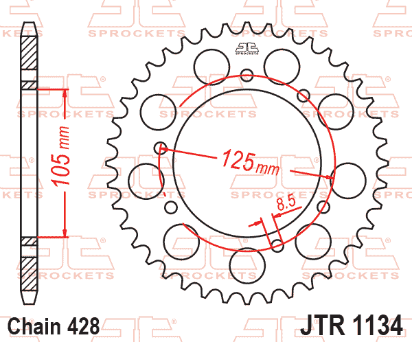 REAR SPROCKET STEEL HARD ZBK, C45 INDUCTION JTR1134.50ZBK