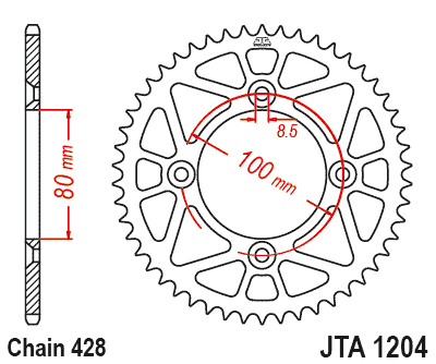REAR SPROCKET JTA1204.46BLK ALUMINIUM BLACK