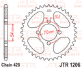 REAR SPROCKET JTR1206.42 STEEL SILVER, SILVER