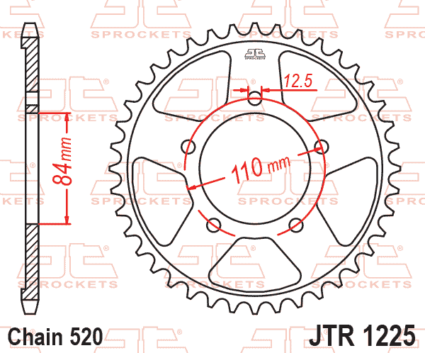 REAR SPROCKET JTR1225.40 STEEL, ROAD
