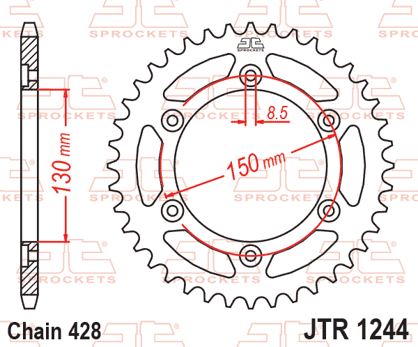REAR SPROCKET JTR1244.54 STEEL, HONDA ROAD JT