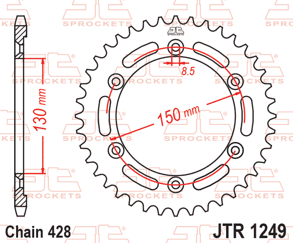 REAR SPROCKET JTR1249.51 STEEL, HONDA ROAD