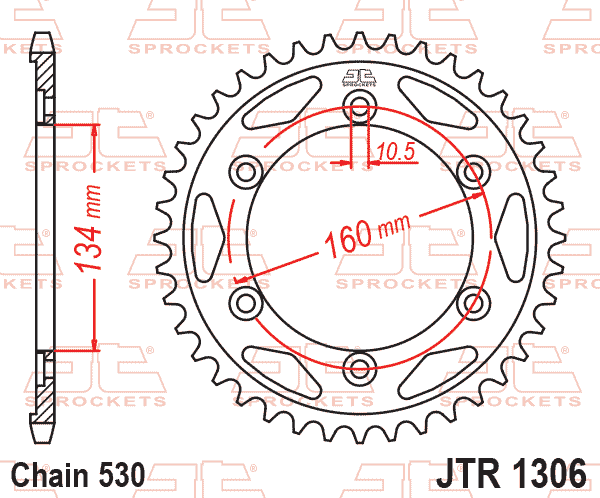 REAR SPROCKET STEEL HARD ZBK, C45 INDUCTIONJTR1306.43ZBK