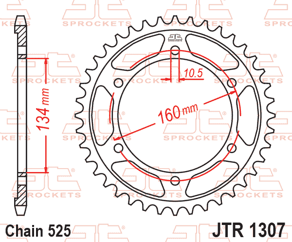 REAR SPROCKET STEEL HARD ZBK, C45 INDUCTIONJTR1307.42ZBK