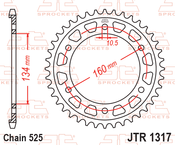 REAR SPROCKET JTR1317.43, 525 CHAIN