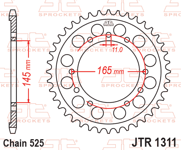 REAR SPROCKET JTR1311.45 STEEL, HONDA ROAD