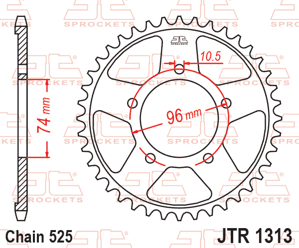 REAR SPROCKET JTR1313.40 STEEL, HONDA ROAD