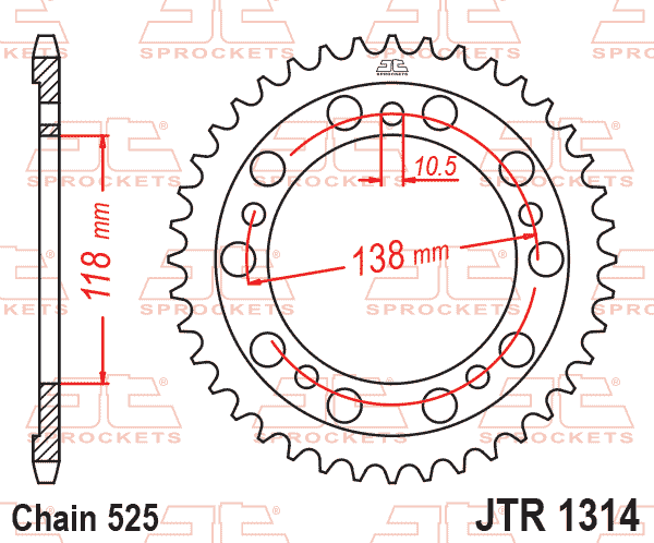REAR SPROCKET JTR1314.39 STEEL, HONDA ROAD