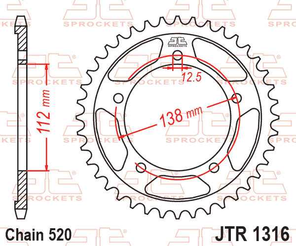 REAR SPROCKET JTR1316.41 BLACK STEEL, HONDA ROAD