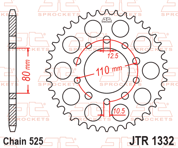 REAR SPROCKET JTR1332.46 STEEL, HONDA ROAD