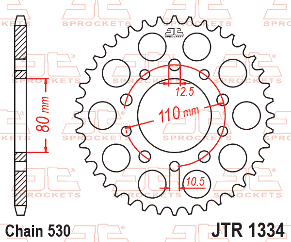 REAR SPROCKET JTR1334.43 STEEL, HONDA ROAD