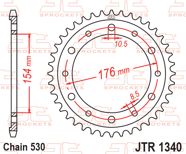 REAR SPROCKET JTR1340.44 STEEL, HONDA ROAD