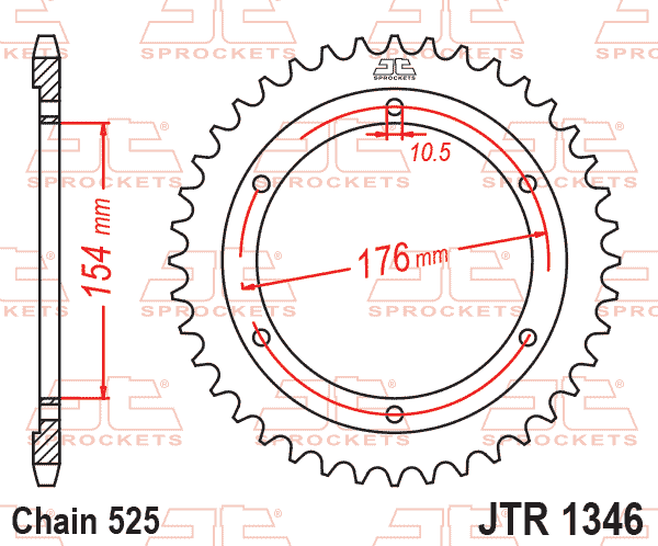REAR SPROCKET JTR1346.43 STEEL, HONDA ROAD