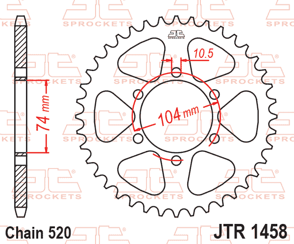 REAR SPROCKET JTR1458.40 STEEL, HONDA ROAD