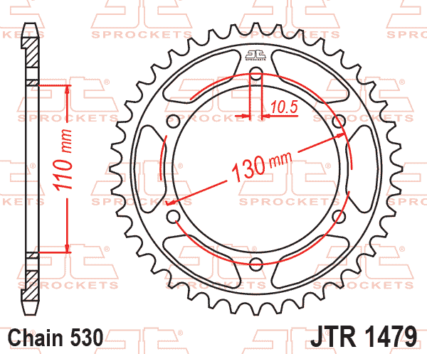 REAR SPROCKET STEEL HARD ZBK, C45 INDUCTION JTR1479.47ZBK