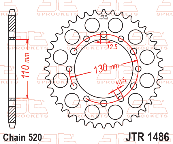 REAR SPROCKET STEEL JTR1486.40, HONDA ROAD
