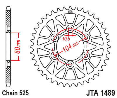 REAR SPROCKET ALLOY JTA1489.44, CHAIN 525