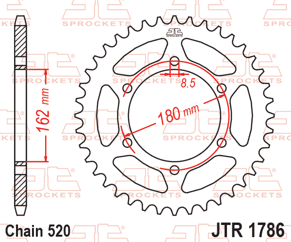 REAR SPROCKET JTR1786.52 STEEL BLACK, SUZUKI PE250 80-82 SUZUKI