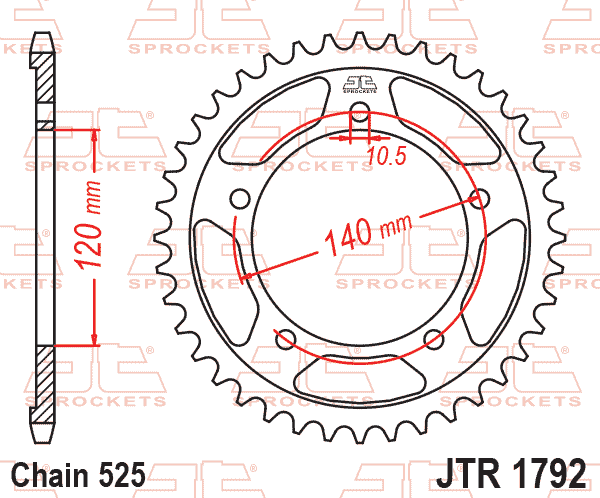 REAR SPROCKET STEEL HARD ZBK, C45 INDUCTIONJTR1792.47ZBK