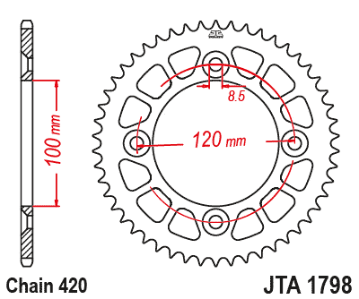 REAR SPROCKET STEEL JTA1798.47BLK YAMAHA YZ 65 18-24