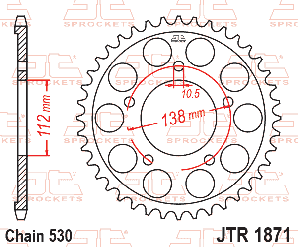 REAR SPROCKET JTR1871.48 JT, 530 Chain Conversion