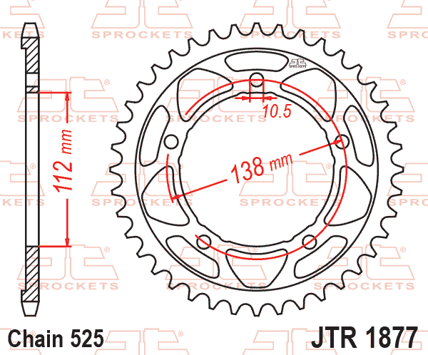 REAR SPROCKET ALLOY GOLD JTA1877.47GLD JT CHAIN