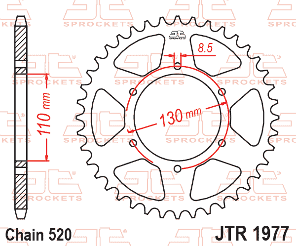 REAR SPROCKET JTR1977.45 STEEL, HONDA ROAD