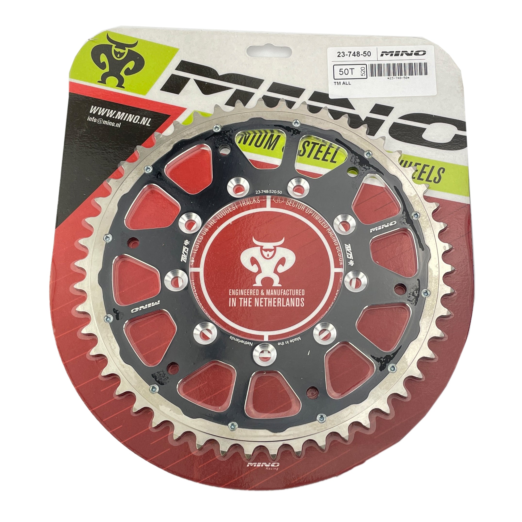 REAR SPROCKET ALLOY STEEL TWIN RING TM RACING 98-26 MINO 23-748-50 348-520-50 BLACK