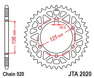 REAR SPROCKET JTA2020.41BLK ALUMINIUM BLACK ROAD