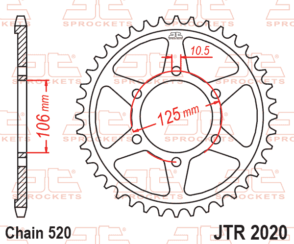 REAR SPROCKET JTR2020.41 STEEL, ROAD