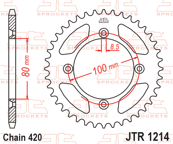 REAR SPROCKET STEEL HARD ZBK, C45 INDUCTION JTR1214.46ZBK, SR1214-46