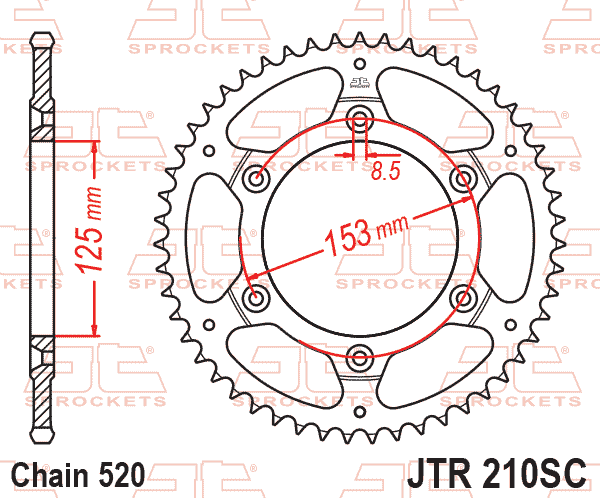 REAR SPROCKET STEEL JTR210.48SC, LIGHTWEIGHT SELF-CLEANING