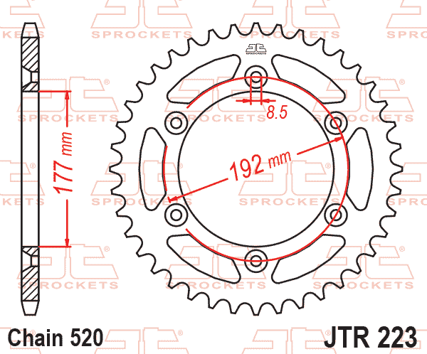 REAR SPROCKET JTA223.52BLK ALUMINIUM BLACK