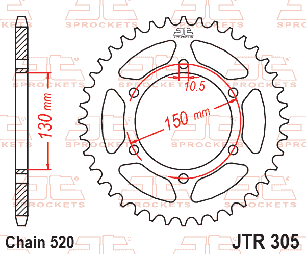 REAR SPROCKET JTR305.46 JT, HONDA ROAD