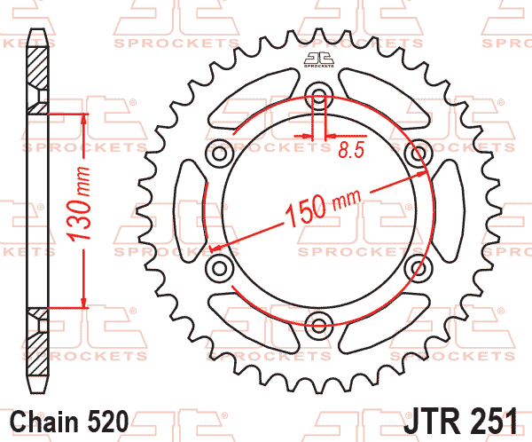 REAR SPROCKET STEEL BLACK, JTR251.47