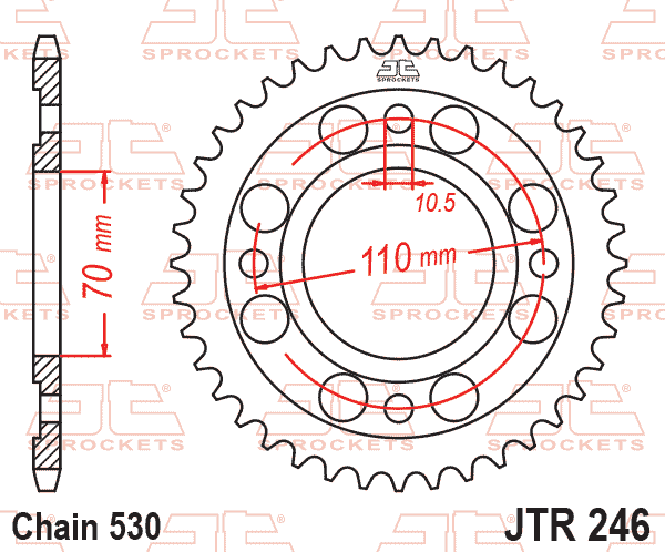 REAR SPROCKET JTR246.36 STEEL, HONDA ROAD