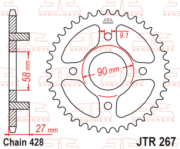 REAR SPROCKET JTR267.39 JT 428