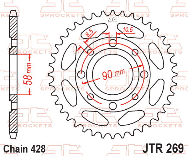 REAR SPROCKET JTR269.52 JT 428
