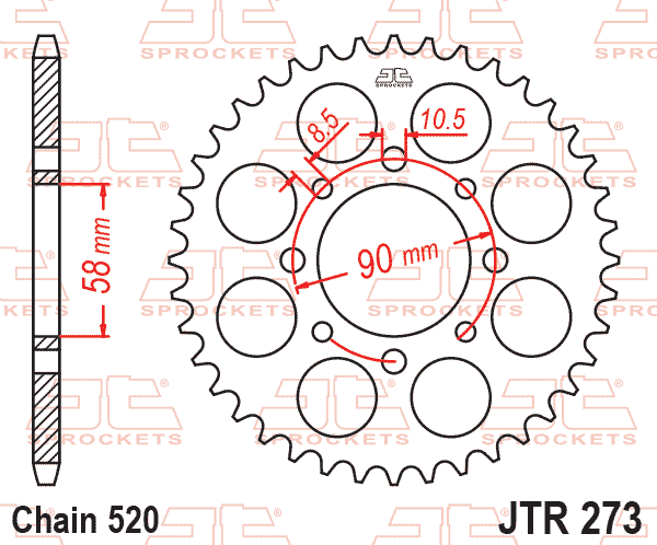 REAR SPROCKET JTR273.45 JT 520