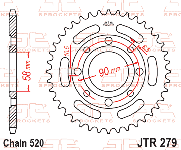 REAR SPROCKET JTR279.31 STEEL, HONDA ROAD JT
