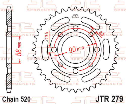 REAR SPROCKET JTR279.39 STEEL