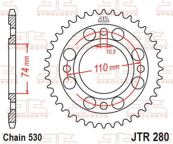 REAR SPROCKET JTR280.33 STEEL SILVER, HONDA ROAD JT