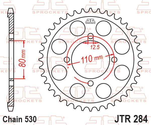 REAR SPROCKET JTR284.46 STEEL, HONDA ROAD JT
