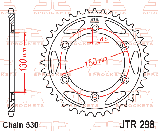 REAR SPROCKET JTR298.40 STEEL, HONDA ROAD JT