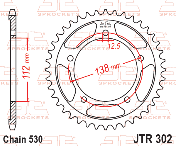 REAR SPROCKET JTR302.43 STEEL, HONDA ROAD JT