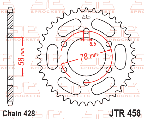 REAR SPROCKET JTR458.36 STEEL, HONDA ROAD JT